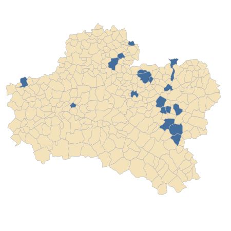 Répartition de Juncus subnodulosus Schrank dans le Loiret